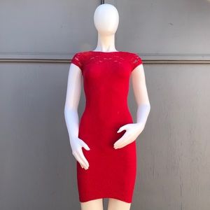 Bebe Red Fem Cup Sleeve Dress Size Small